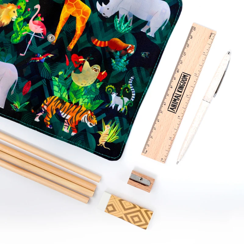 Reino Animal - Conjunto de 8 peças de papelaria reciclada em Lona - Image 3