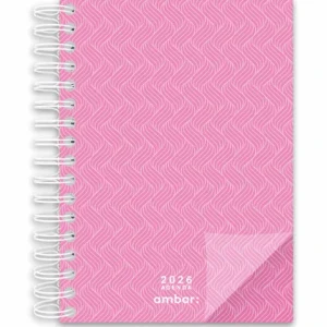 Agenda Diária A5 2026 Espiral Ambar Look Rosa