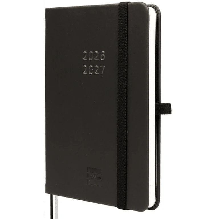 Agenda semanal 100x150mm 2026/27 18 meses Finocam Preta