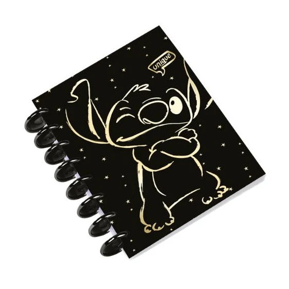 Caderno Stitch A5 quadriculado arg. pretas